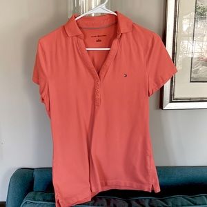 Tommy Hilfiger Orange polo top, size Medium